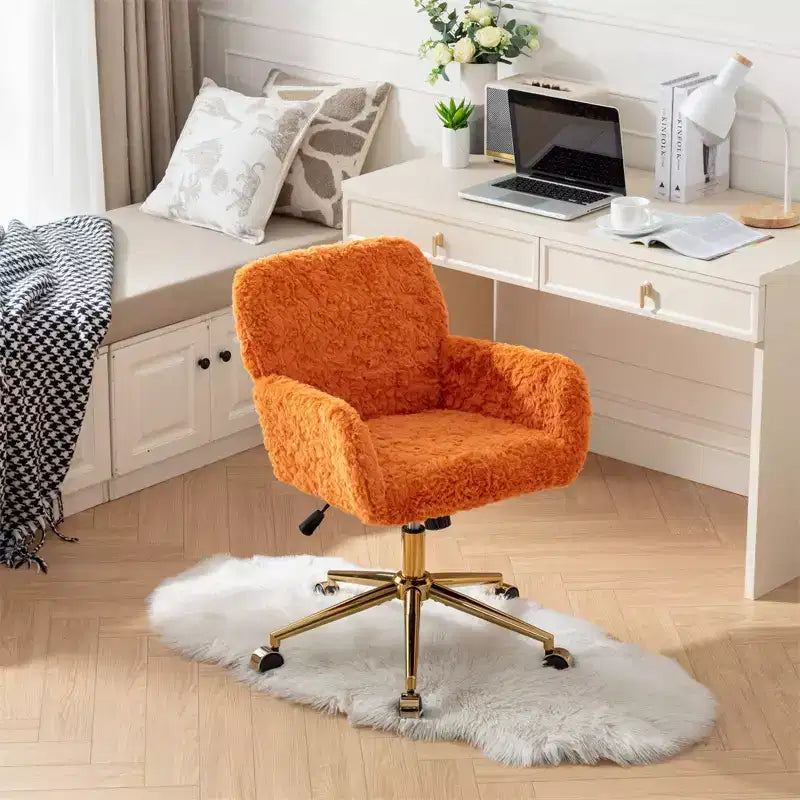 Chaise de bureau moderne, fauteuil de bureau pivotant ergonomique réglable avec accoudoirs rembourrés, chaise de bureau moelleuse à dossier mi-haut pour le salon ou le bureau