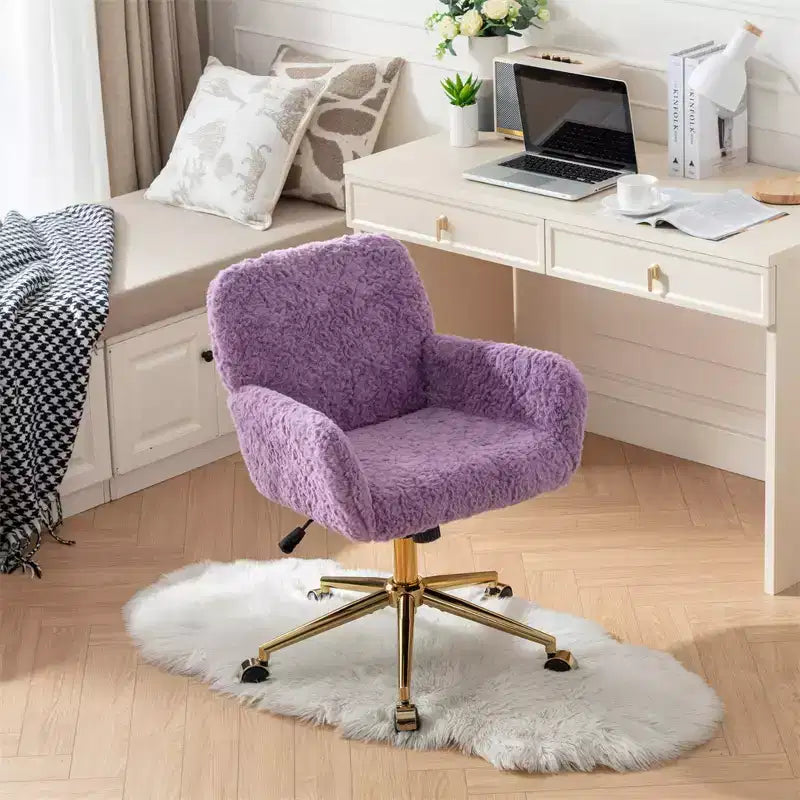 Chaise de bureau moderne, fauteuil de bureau pivotant ergonomique réglable avec accoudoirs rembourrés, chaise de bureau moelleuse à dossier mi-haut pour le salon ou le bureau