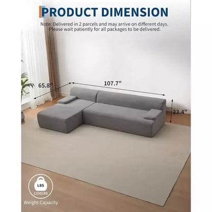 Canapé sectionnel convertible en L de 107 pouces, canapé modulaire 3 places rembourré, canapé-lit sans assemblage requis pour salon, chambre à coucher