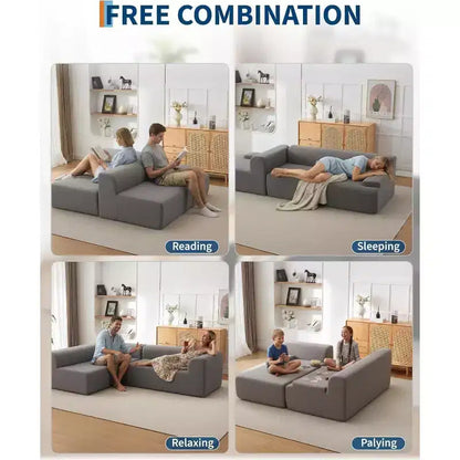 Canapé sectionnel convertible en L de 107 pouces, canapé modulaire 3 places rembourré, canapé-lit sans assemblage requis pour salon, chambre à coucher