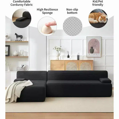 Canapé sectionnel convertible en L de 107 pouces, canapé modulaire 3 places rembourré, canapé-lit sans assemblage requis pour salon, chambre à coucher