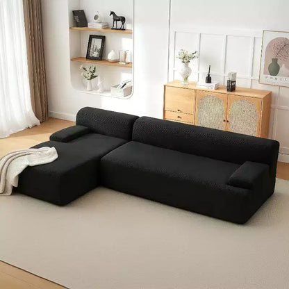 107 L Shaped Convertible Sectional Sofa, Upholstered 3 Seater Modular Sofa, No Assembly Required Sofa Sleeper for Living Room, Bedroom