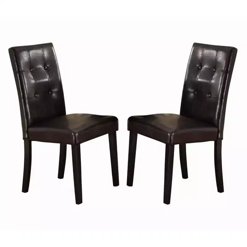 Royal Hampton Faux Leather Dining Side Chair In Pine, Set Of 2, Dark Brown