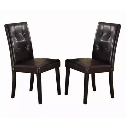 Royal Hampton Faux Leather Dining Side Chair In Pine, Set Of 2, Dark Brown