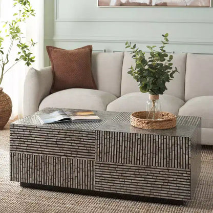 Café Hamza Rectangular Prism - COF1806A - Argent/Noir - Safavieh