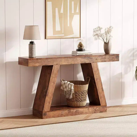 55 Narrow Console Table, 2-Tier Entryway Table, Sofa Table Behind The Couch Table, Entrance Table for Hallway, Entrance, Living Room, Foyer, Office
