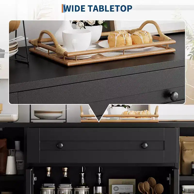 Buffet bahut, buffet de rangement à quatre portes avec portes d'armoire, meuble de rangement de cuisine et de salle à manger, bar à café polyvalent