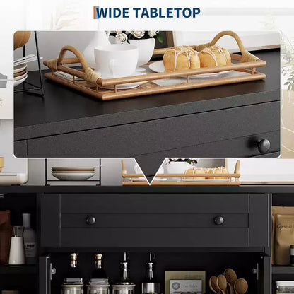 Buffet bahut, buffet de rangement à quatre portes avec portes d'armoire, meuble de rangement de cuisine et de salle à manger, bar à café polyvalent