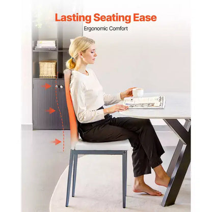VEVOR Lot de 6 chaises de salle à manger modernes, chaises d'appoint rembourrées en cuir, chaises de table de cuisine avec coussins épais et pieds en métal, blanc