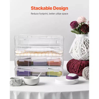 Rangements papier scrapbooking VEVOR, lot de 4 boîtes de jeux de société empilables en plastique, étui à documents transparent polyvalent à coins arrondis