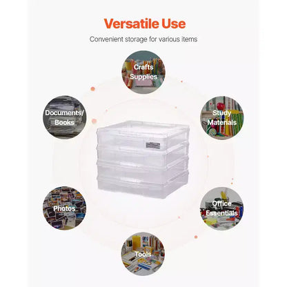 Rangements papier scrapbooking VEVOR, lot de 4 boîtes de jeux de société empilables en plastique, étui à documents transparent polyvalent à coins arrondis