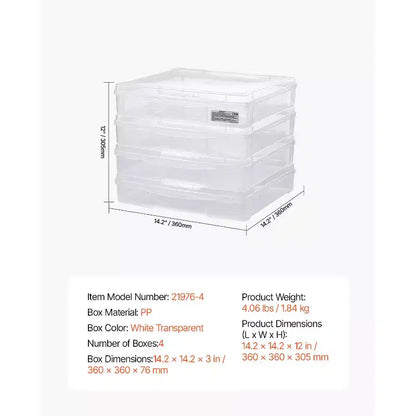 Rangements papier scrapbooking VEVOR, lot de 4 boîtes de jeux de société empilables en plastique, étui à documents transparent polyvalent à coins arrondis