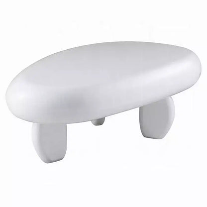 Table basse Royal Hampton, design galet asymétrique 30 pouces, blanc laqué