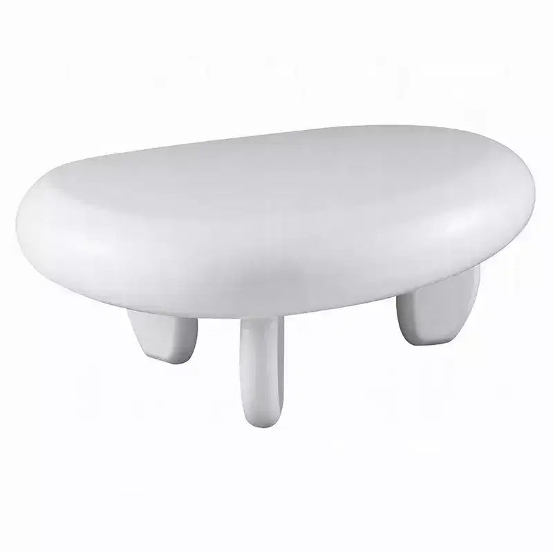 Table basse Royal Hampton, design galet asymétrique 30 pouces, blanc laqué