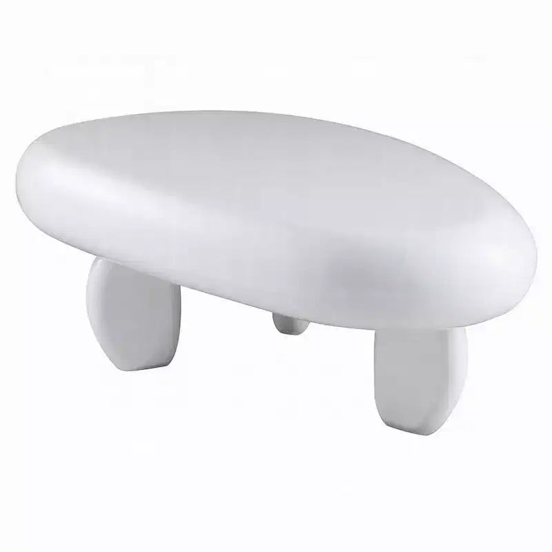 Table basse Royal Hampton, design galet asymétrique 30 pouces, blanc laqué