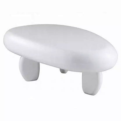Table basse Royal Hampton, design galet asymétrique 30 pouces, blanc laqué