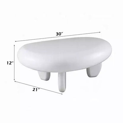 Table basse Royal Hampton, design galet asymétrique 30 pouces, blanc laqué