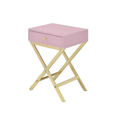 Table d'appoint Royal Hampton en métal avec base croisée, rose et doré