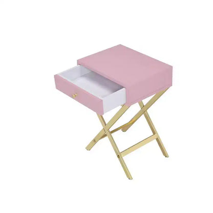 Table d'appoint Royal Hampton en métal avec base croisée, rose et doré