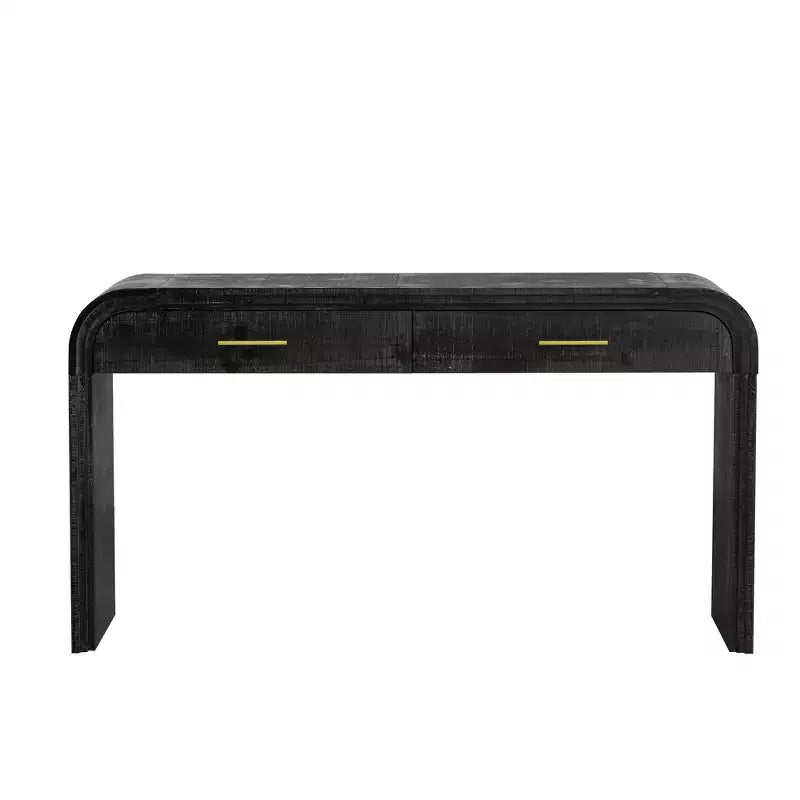 Console incurvée avec 2 tiroirs pour entrée, table d'entrée minimaliste en bois avec rangement pour salon