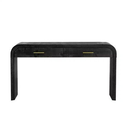 Console incurvée avec 2 tiroirs pour entrée, table d'entrée minimaliste en bois avec rangement pour salon