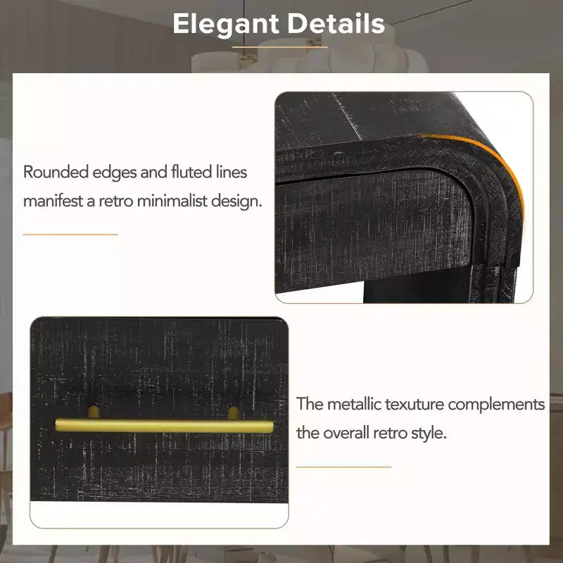 Console incurvée avec 2 tiroirs pour entrée, table d'entrée minimaliste en bois avec rangement pour salon