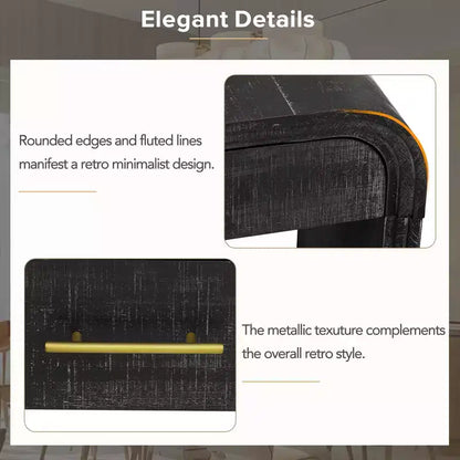 Console incurvée avec 2 tiroirs pour entrée, table d'entrée minimaliste en bois avec rangement pour salon
