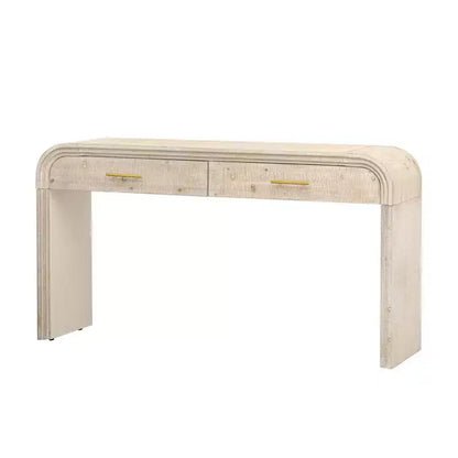 Console incurvée avec 2 tiroirs pour entrée, table d'entrée minimaliste en bois avec rangement pour salon