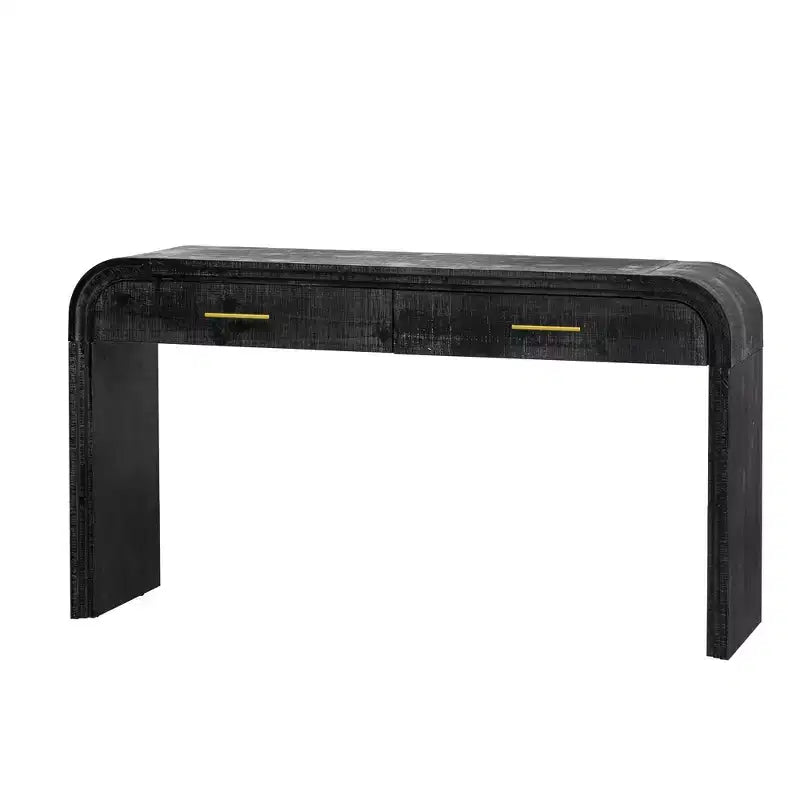 Console incurvée avec 2 tiroirs pour entrée, table d'entrée minimaliste en bois avec rangement pour salon