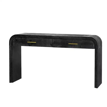 Console incurvée avec 2 tiroirs pour entrée, table d'entrée minimaliste en bois avec rangement pour salon