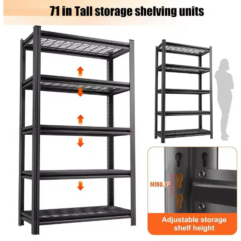 Clihome Étagère de rangement polyvalente à 5 niveaux en métal, étagère de rangement sans boulons avec conception de trous de gourde