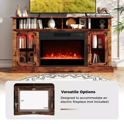 Meuble TV Costway avec lumières LED, télécommande, rangements et étagères réglables