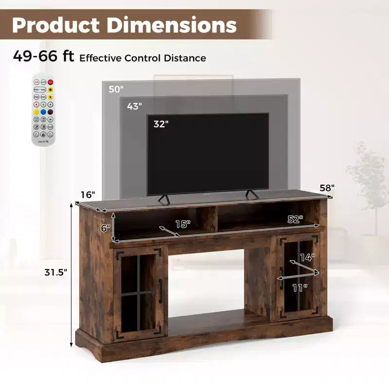 Meuble TV Costway avec lumières LED, télécommande, rangements et étagères réglables