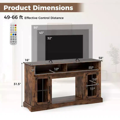 Meuble TV Costway avec lumières LED, télécommande, rangements et étagères réglables