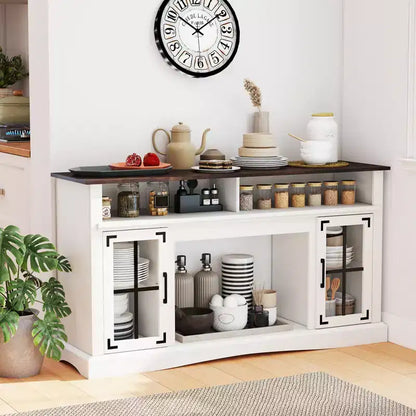 Meuble TV Costway avec lumières LED, télécommande, rangements et étagères réglables