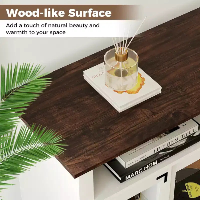 Meuble TV Costway avec lumières LED, télécommande, rangements et étagères réglables