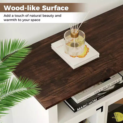 Meuble TV Costway avec lumières LED, télécommande, rangements et étagères réglables