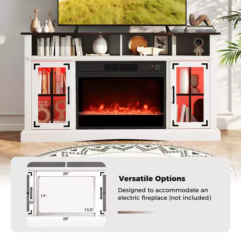 Meuble TV Costway avec lumières LED, télécommande, rangements et étagères réglables