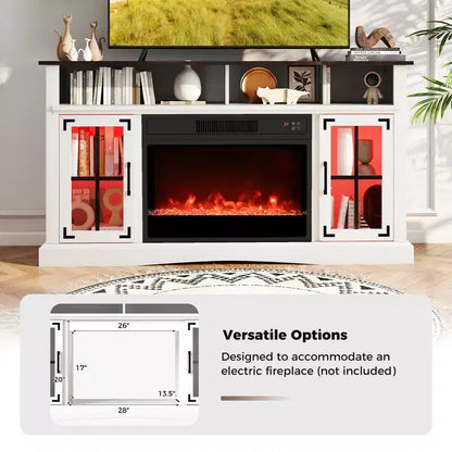 Meuble TV Costway avec lumières LED, télécommande, rangements et étagères réglables