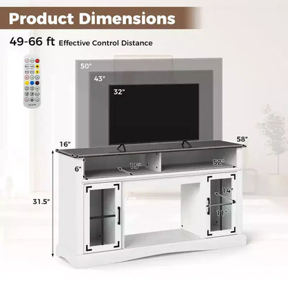 Meuble TV Costway avec lumières LED, télécommande, rangements et étagères réglables