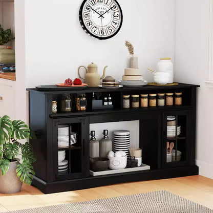Meuble TV Costway avec lumières LED, télécommande, rangements et étagères réglables