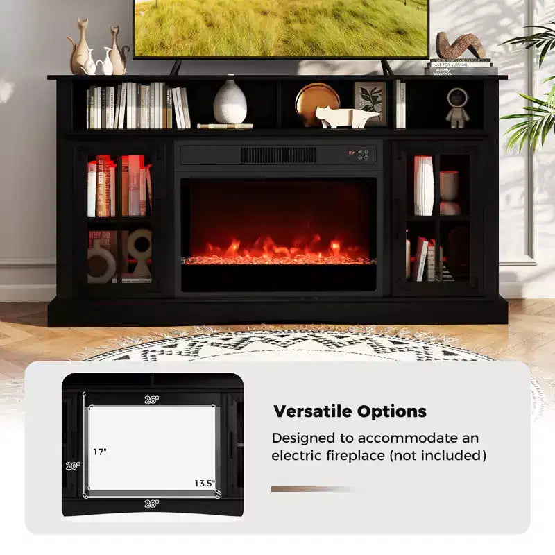 Meuble TV Costway avec lumières LED, télécommande, rangements et étagères réglables