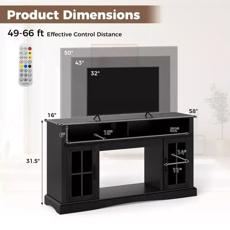 Meuble TV Costway avec lumières LED, télécommande, rangements et étagères réglables