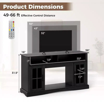 Meuble TV Costway avec lumières LED, télécommande, rangements et étagères réglables