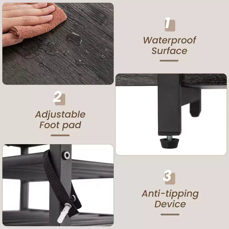 Meuble de bar Costway à 3 niveaux avec étagères de rangement, porte-verres et porte-bouteilles