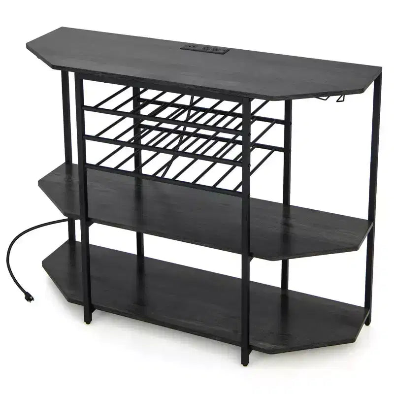 Meuble de bar Costway à 3 niveaux avec étagères de rangement, porte-verres et porte-bouteilles