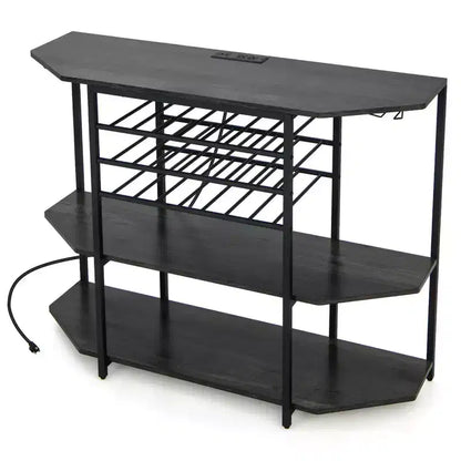 Meuble de bar Costway à 3 niveaux avec étagères de rangement, porte-verres et porte-bouteilles