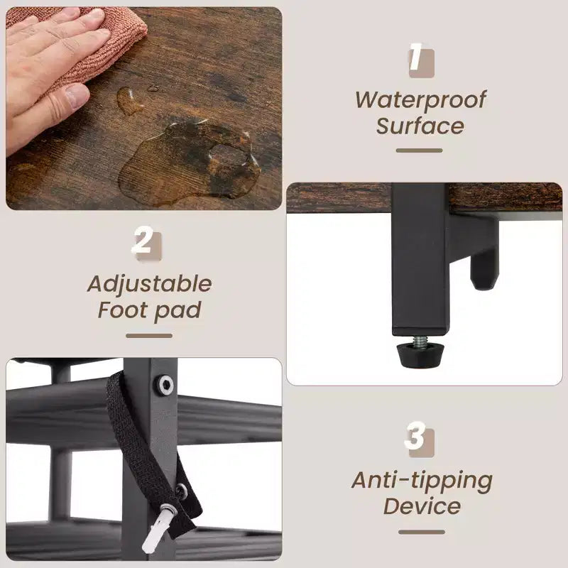 Meuble de bar Costway à 3 niveaux avec étagères de rangement, porte-verres et porte-bouteilles