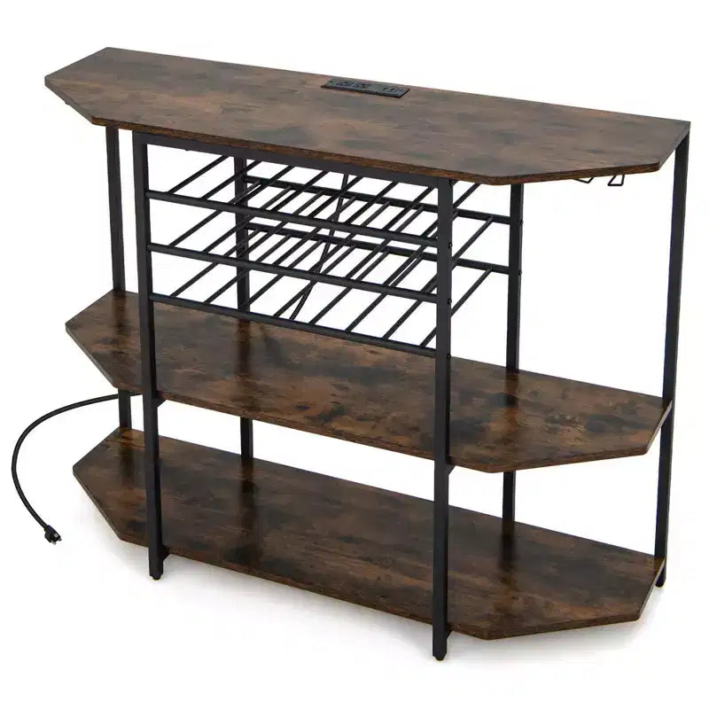 Meuble de bar Costway à 3 niveaux avec étagères de rangement, porte-verres et porte-bouteilles