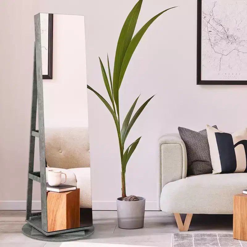 Costway Armoire à bijoux rotative à 360° avec miroir, modes LED 3 couleurs, verrouillable